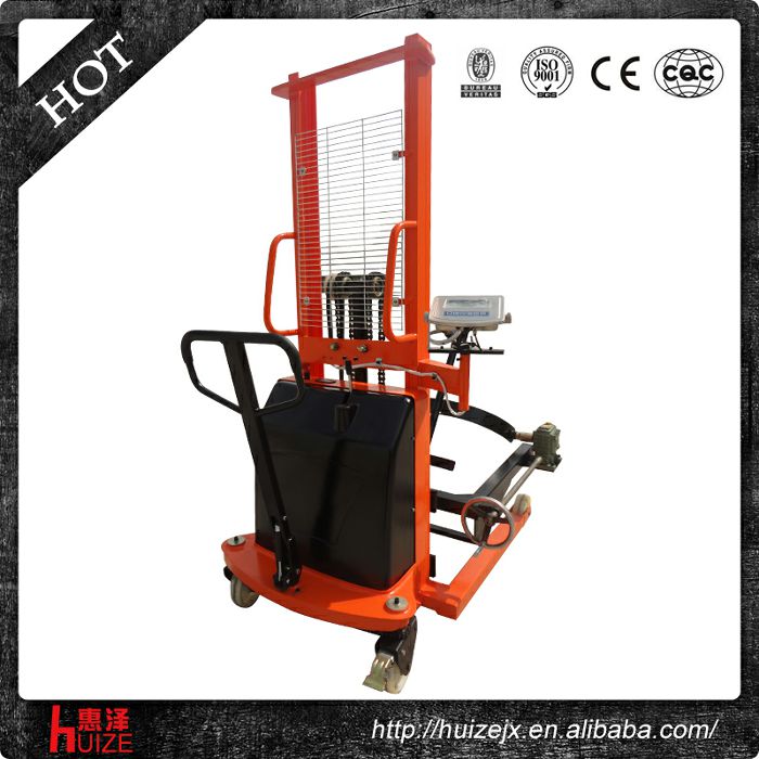 半電動(dòng)稱重油桶車（夾鐵桶，手搖翻轉(zhuǎn)倒料）